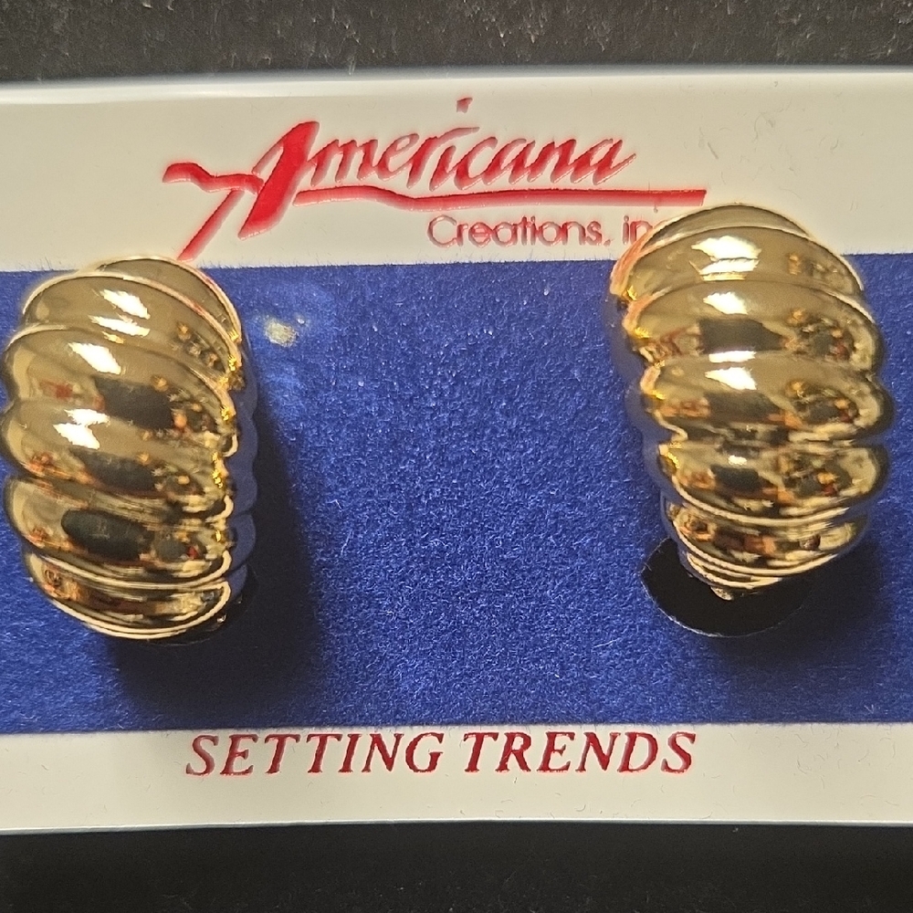 Gold Clip On Textured Earrings